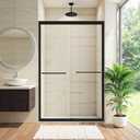 Shower Door 44-48" W x 72" H, Double Sliding Glass Door, Semi-Frameless Shower Doors with 1/4" (6mm) Thick SGCC Tempered Glass, Stainless Steel Handles, Matte Black
