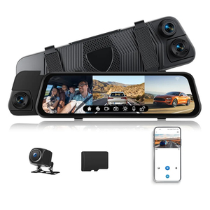 1080P Mirror Dash Cam 9.66 Inch 3 Channel Front Rear Inside View Mirror Camera Triple Mirror Dash Cam Night Vision,G-Sensor,Parking Assistance,APP Control,24H Parking Monitor,Waterproof Backup Camera