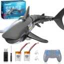 2.4G Remote Control Shark Toy 1:18 Scale High Simulation Shark for Swimming Pool Bathroom Great Gift RC Boat Toys for 6+ Year Old Boys and Girls (with 2 Batteries)