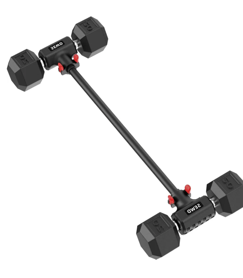 Dumbbell Converter by SEWD – Turn Dumbbells into Barbell Set – Adjustable Weights & Up to 220LB Capacity Barbell for Home Gym Full Body Workouts – Red