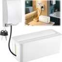 Power Strip Cover Baby Proof & Outlet Cover Box. Cable Management Box with Lock, Baby Proof Power Strip with Holes for Wire Storage and Organization, Outlet Protector