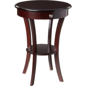 Frenchi Furniture Wood Round Table with Drawer and Shelf ,Espresso