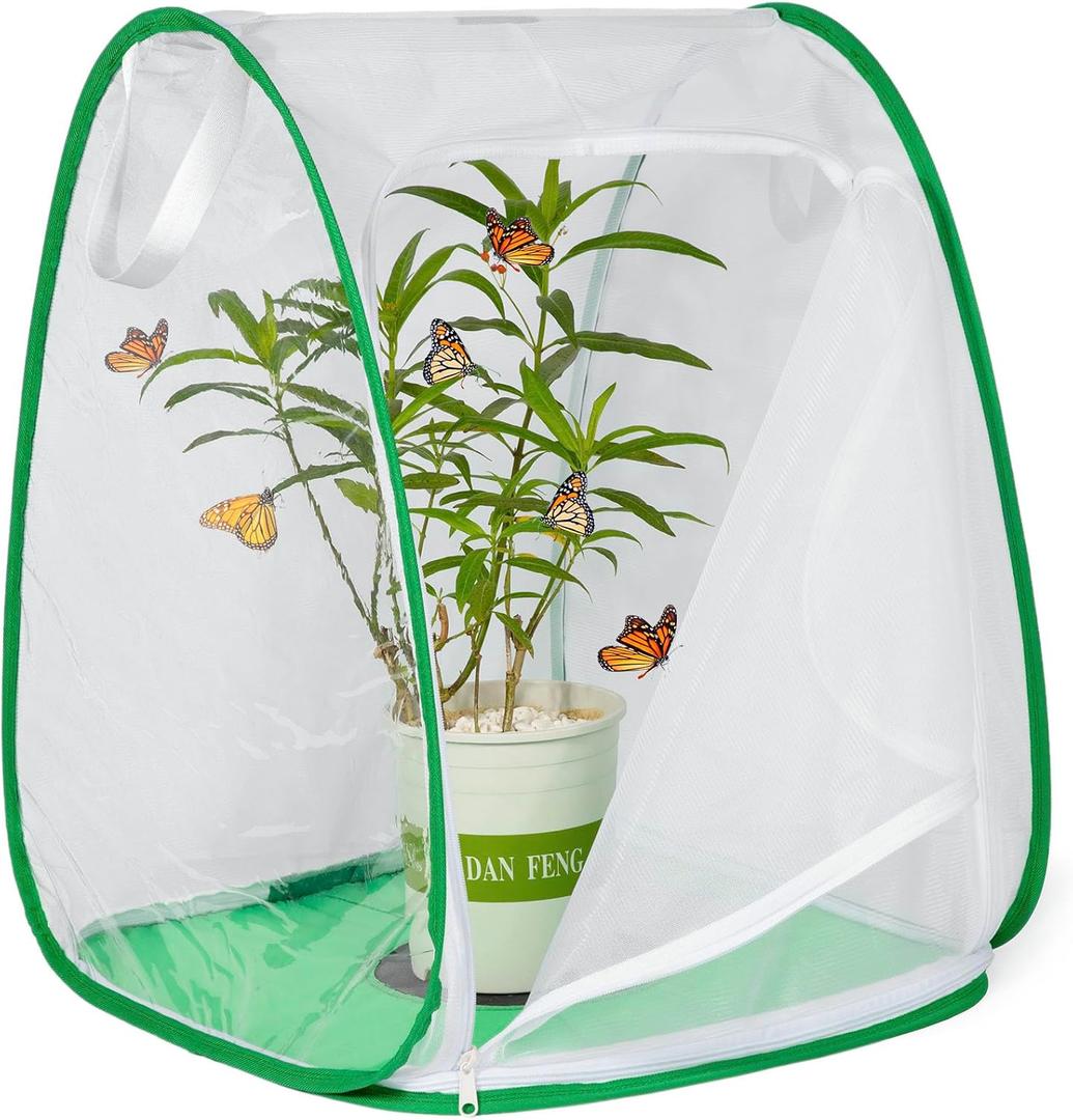 Outdoor Pop-up Large Insect and Butterfly Net HabitatWindproof Trapezoidal DesignCollapsible Caterpillar Growing Mesh Cage Terrarium