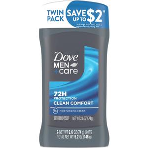 Dove Men+Care Antiperspirant Deodorant 48-Hour Wetness Protection Clean Comfort Non-Irritant Deodorant for Men 2.7 oz, 12 Count