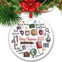New Teacher Christmas Ornament 2025 First Christmas As Teacher Gift Educator Keepsake Ceramic Apple School Memory Decor