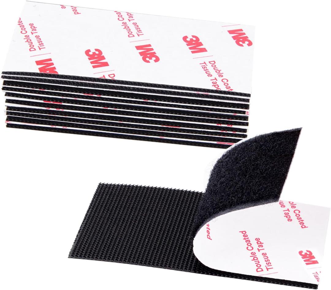 Hook and Loop Tape 2in x 4in x 10 Pairs, Heavy Duty Adhesion Strip, Slef Adhesive Interlocking Tape, Back Adhesive Mounting Strips, Reclosable Sticky Back Interlocking Nylon Picture Hanging Strips