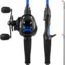 KastKing Centron Fishing Rod and Reel Combo, Spinning & Baitcasting Combos, IM6 Graphite 2Pc Blanks, Stainless Steel Guides with Ceramic Rings, Contoured EVA Handles & Fighting Butt, Cast-6'6" M, Left Handed,New