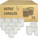 72 Pack White Unscented Clear Glass Filled Votive Candles, Hand Poured Wax Candle Ideal Gifts for Aromatherapy Spa Weddings Birthdays Holidays Party