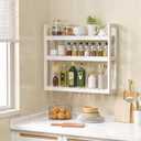 Domax Bathroom Shelves Over Toilet Storage - 3 Tier Wall Mounted Bamboo Bathroom Shelf Organizer Multifunctional Adjustable Layer Free Standing Utility Shelves for Bathroom Living Room Kitchen, White, 23.6''L x 5.9''W x 21.3''H