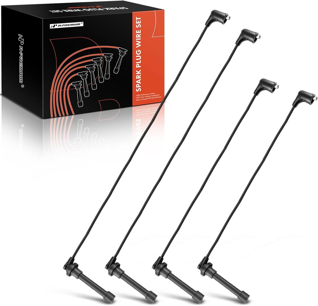 A-Premium Ignition Spark Plug Wires Set of 4 Compatible with Acura CL 1997-1999 EL & Honda Accord 1994-2002, Civic 1992-2000, Odyssey & Isuzu Oasis