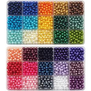 1800 Pieces 6mm Pearl Beads 30 Colors Plastic Spacers Beads for Jewelry Making and Crafting