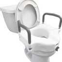 Carex 4.5 Inch Raised Toilet Seat with Arms, Elongated Toilet Seat Riser, 300 lbs Capacity, Elevating and Raising Seat for Elderly and Handicap, Universal, Slip-Resistant with Padded Handles, White