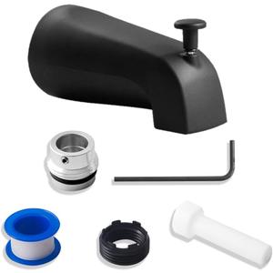 Top Diverter Tub Spout with 4 in 1 Adapter, Universal fit 1/2" Copper Slip, 1/2" Iron Pipe(Long and Short stub Out), and 3/4" Iron Pipe Connections, Easy Installation, Matte Black