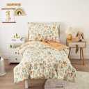 Wake In Cloud - Floral Toddler Bedding Set for Girls, Cute Colorful Botanical Flowers, 4 Pieces Soft Crib Bed Set Including Comforter, Sheets and Pillowcase, Orange Cream