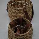 Goaste 2 Sizes Egg Collecting Baskets with Handle, Round Chicken Egg Storage Baskets, Handwoven Wicker Eggs Container for Gathering Fresh Eggs, Vintage Countertop Picnic Basket for Harvest, Kitchen