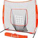 GoSports 7 ft x 7 ft Baseball & Softball Nets - Red, Black, Drip or PRO - Practice Hitting & Pitching Net with Bow Type Frame, Carry Bag and Strike Zone, Great for All Skill Levels, Regulation
