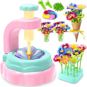 weirtoya Flower Bouquet Craft Kit, DIY Arts and Crafts for Kids 4-6-8, Girls Toys 4-6-8 Flower Making Activity Toy Set for Toddler and Kids, Birthday Gifts for 4 5 6 7 8 Year Old Girls（Purple)