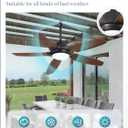 52 Inch Wet Rated Outdoor Ceiling Fan with Lights and Remote,IP65 Hanging Gazebo Fan with 3CCT 6-Speed DC Motor,Brown Waterproof Plug in Ceiling Fan with Cord for Patios Porch Pergola Pavilion