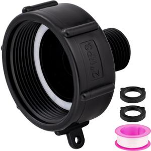 275 330 IBC Tote Tank Food Grade Drain Adapter, 2" NPS (60mm) Fine Thread x 3/4" Male G Hose, Water Hose Male Adapter for Garden Hose