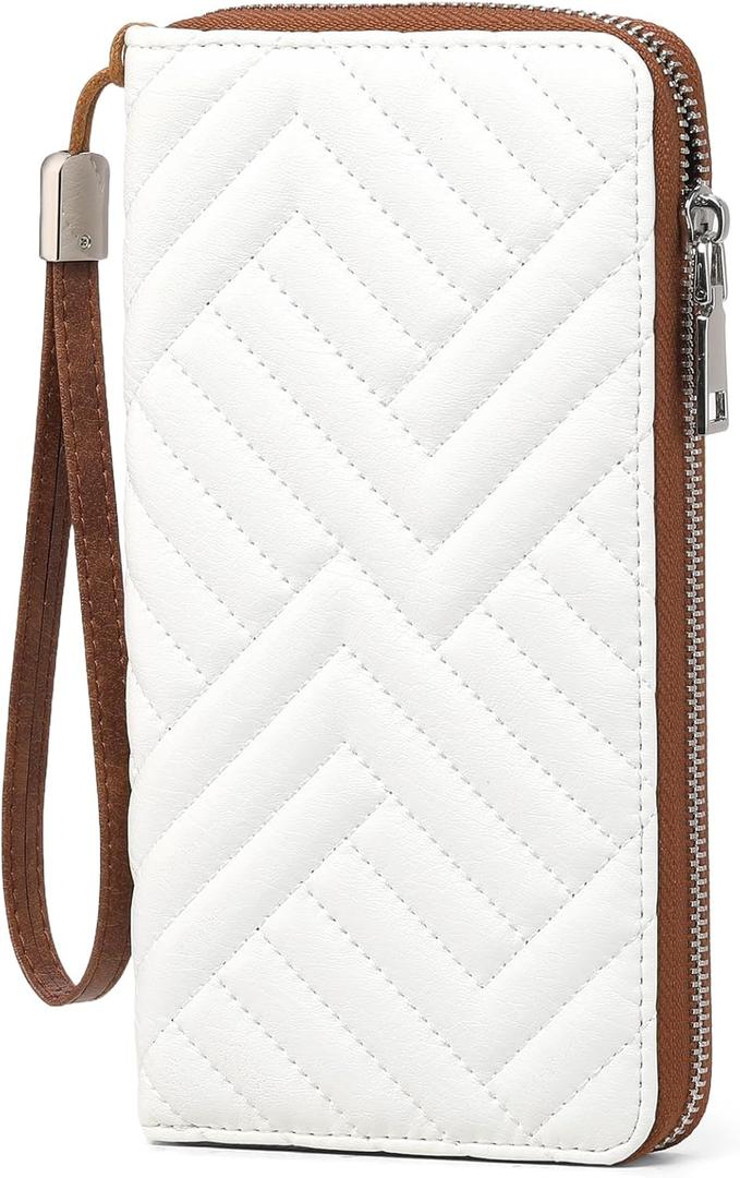 GOIACII Womens Wallet RFID Blocking Leather Large Capacity Long Purse Card Clutch Wristlet