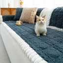 Sofa Pad, Plush Couch Cover Washable for Pet, Non-Slip Warm Couchs Cover, Funny Fuzzy Pet Couch Covers for Sofa, Sofa Slipcovers Furniture Covers for L Shaped(Geometrical Dark Grey , 27.6"x 59")