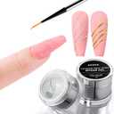 Spider Gel for Nails Art, 3D Clear Spider Gel Elastic Painting Wire Drawing Nail Art Polish Apply with Chrome Powder for Line Sculpting Gel Soak Off UV LED Gel Polish Manicure DIY Nail Designs