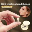 Mini Invisible Headphones Bluetooth 5.4 True Wireless Hidden in-Ear Earphones Sport Audio Earbud,Comfortable Mini Earbuds for Sleep Friendly Side Sleeping Earphones, for Work (Khaki)