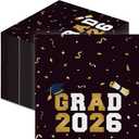 2 x Graduation Napkins 2026 | 5X5" 100PCS Class of 2026 Beverage Napkins | Black Congrats Grad Cocktail Napkins for Commencement Party Decorations, High School & College Graduation Party Supplies