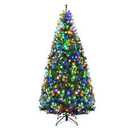 7Ft Pre-Lit Artificial Christmas Tree Hinged 500 LED Lights