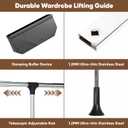 Pull Down Closet Rod, 60 lbs Load Capacity Adjustable 26-35 Inches Stainless Steel Soft-Close Wardrobe Lift with Two-way Buffering, Side&Back Mounted for Hanging Clothes