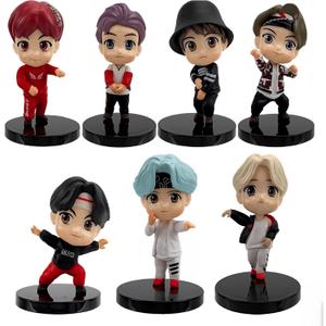 7pcs BTS Cake Toppers Character Set of Action Figures ToysMini Figurines Dolls Birthday Party Supplies Car Desktop BTS Birthday Decorations (D)