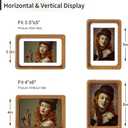 4x6 Picture Frame Natural Teak Wood with Mat for 3.5x5, Original Natural Solid Wood 4 by 6 Photo Frames with Tempered Glass Cover for Wall and Tabletop Display