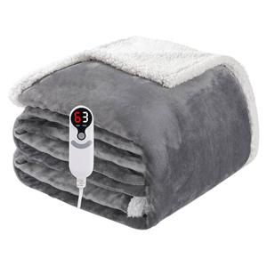 Electric Heated Blanket Full Size 72"x84", Soft Flannel with Overheat Protection, 9 Adjustable Heat Settings & 10-Hour Auto-Off Timer, Fast Heating for Winter Comfort, Light Gray
