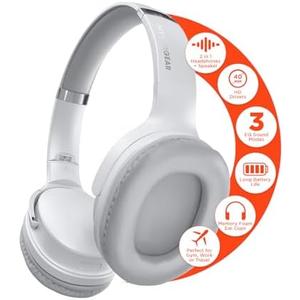 HyperGear Wireless Bluetooth Headphones - Foldable Dual Earphones, Flip Ear Cups Between Speaker and Headphone Mode for Comfort & Clear Sound, White