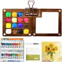 Mini Watercolor Paint Set for Travel Pocket Watercolor Kit with Mini Palette, 24 Colors, Brush, Sketchbook & Copper Clip, Portable Watercolor Painting Set for Beginners, Artists & Outdoor Sketching