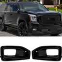 MIC 1 Pair Fog Light Bezels Cover Trim Compatible with Yukon/Yukon XL 2015-2020 (Gloss Black Trim)