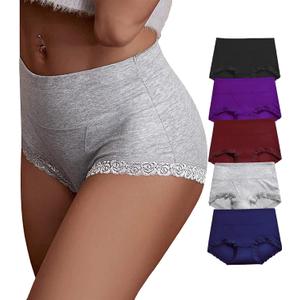 Women's Cotton Underwear,Ladies Soft Stretch Tummy Control Comfy No Muffin Panties Boyshorts XXL