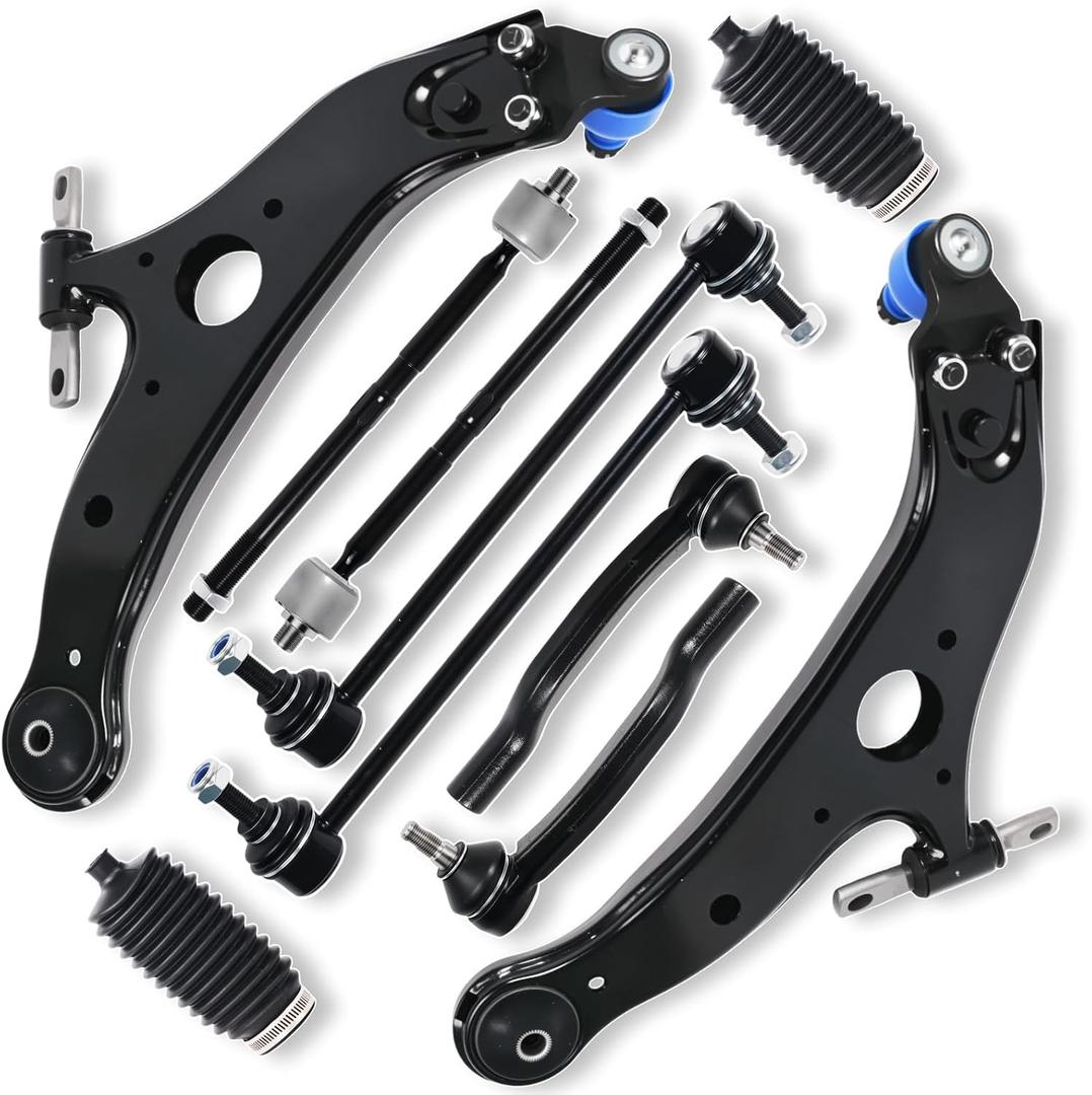 10PCS Front Lower Control Arm Stabilizer Sway Bar Link Driver Passenger Side Inner Outer Tie Rod End Fit for Toyota 2004 2005 2006 2007 2008 2009 2010 Sienna MS86170 K80249 ES80626 EV80893