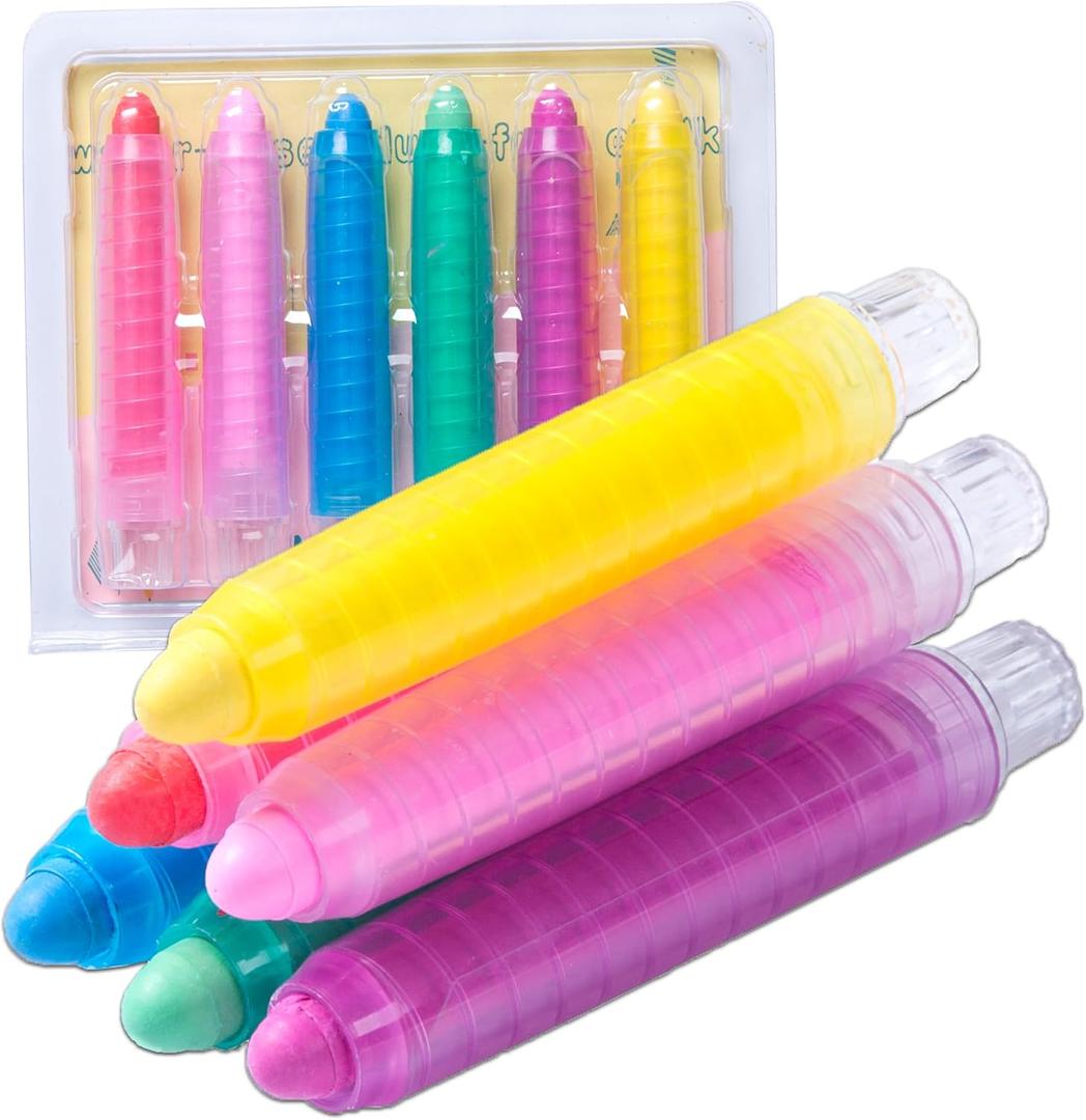 Dustless Chalk for Kids,Non-toxic Colored Sidewalk Chalk With Holder for Kids, 6 Colored Washable Toddlers Chalks for Blackboard Drawing Writing, Christmas gifts for grandkids,6 Pack
