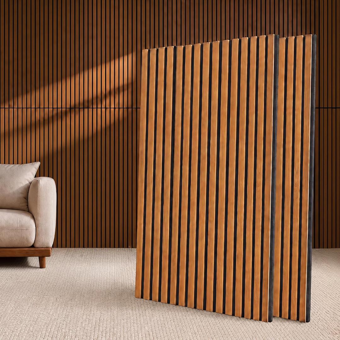 VAMSLAT Acoustic Wood Slat Wall Panels Soundproof 2 Pack 47.2"x23.6"Walnut