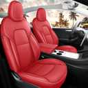 for Tesla Model Y Seat Covers 2020-2024 12pcs Waterproof Nappa Leather Seat Cover Fully Wrapped Customized for Tesla Model Y (TY-Red)
