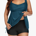 Aqua Eve Women Plus Size Tankini Swimsuit Two Piece Flowy Swim Dress Bathing Suits with Shorts, Size 20 W, Blue and Green