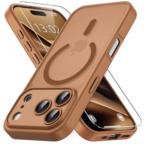 Vansdon for iPhone 17 Pro Case, Compatible with MagSafe, Magnetic Translucent Matte Slim Protective Cover with 1 Screen Protector - Military-Grade Drop Protection (Brown)