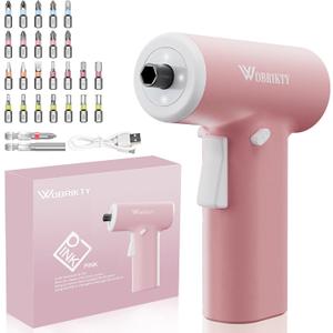 Pink Cordless Electric Screwdriver Set, 3.6V USB Rechargeable Small Electric Drill With 26pcs Driver Bit Set Flexible Shaft LED Light For Women Automatic Mini Pink Drill Set