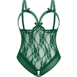 Avidlove Plus Size Lingerie Exotic Teddies Bodysuits One Piece Lace Babydoll Sleepwear (3X-Large, Lake Green)