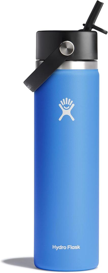 Hydro Flask Water Bottle - Insulated Stainless Steel - Wide Straw Lid, Non Spill, Leakproof in 24 Oz Aloe Green (Cascade)