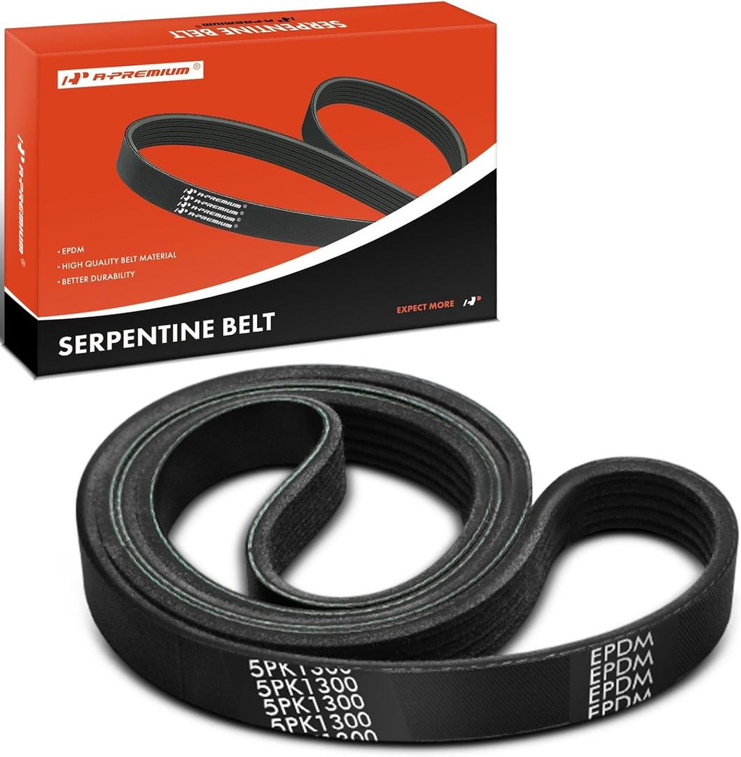 A-Premium Serpentine Belt 5-Rib 51.22 In Compatible with Volkswagen & Audi | for Volkswagen Passat 1998-2005 & Audi A4 1997-2001, A4 Quattro & Mitsubishi Lancer & Toyota Supra & Mercedes-Benz B200