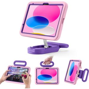 Kids Case for iPad (A16) 11th/10th Gen 10.9'' 2025/2022,Adjustable Portrait/Landscape Stand/Drop Proof with Handle,Child Friendly Case for iPad Air 11(M4/M3/M2) 2026/2025/2024 (Pink)