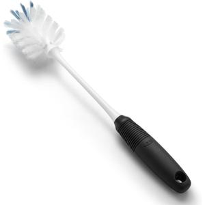 OXO Good Grips Bottle Brush, Dual-Bristle Cleaning for Bottles, Pitchers and Carafes, Flexible Neck Scrub Brush, Safe for Stemware and Delicate Glassware, Dishwasher Safe