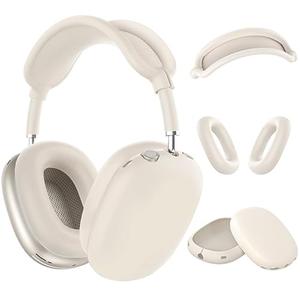 Silicone Case Cover for AirPods Max Headphones，Anti-Scratch Ear Cups Cover/Ear Pad Case Cover/Headband Cover 3 in 1 Accessories Silicone Protector for Apple AirPods Max（Starlight）